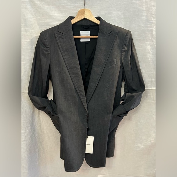 Costume National NWT Women's Sophisticated Charcoal Blazer  minimalist neutral - Picture 2 of 11